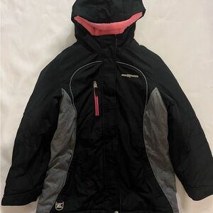 ZeroXposur Black/Gray Winter Jacket w Pink Fleece Hood Lining - Girls Size 14/16
